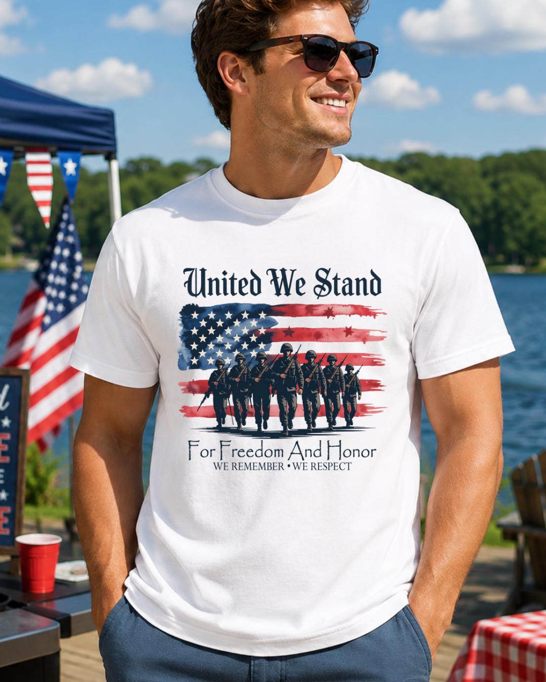 United We Stand Patriotic Shirt | Military Appreciation Tee | Veteran Tribute Shirt __etsy:8165206137