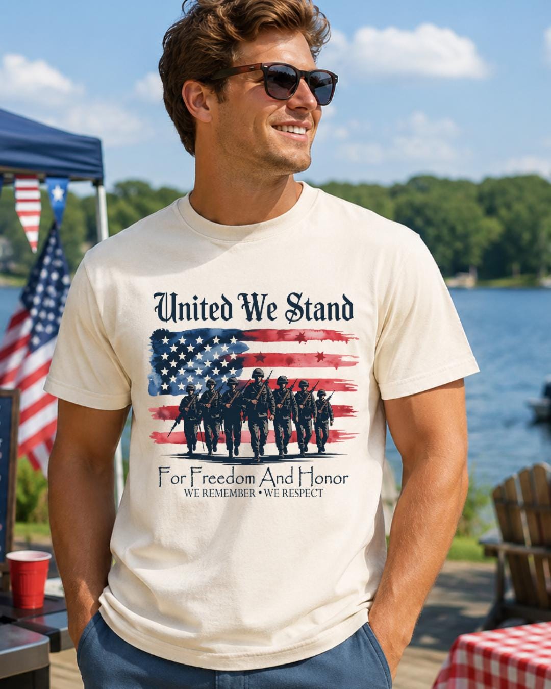 United We Stand Patriotic Shirt | Military Appreciation Tee | Veteran Tribute Shirt __etsy:8165206143