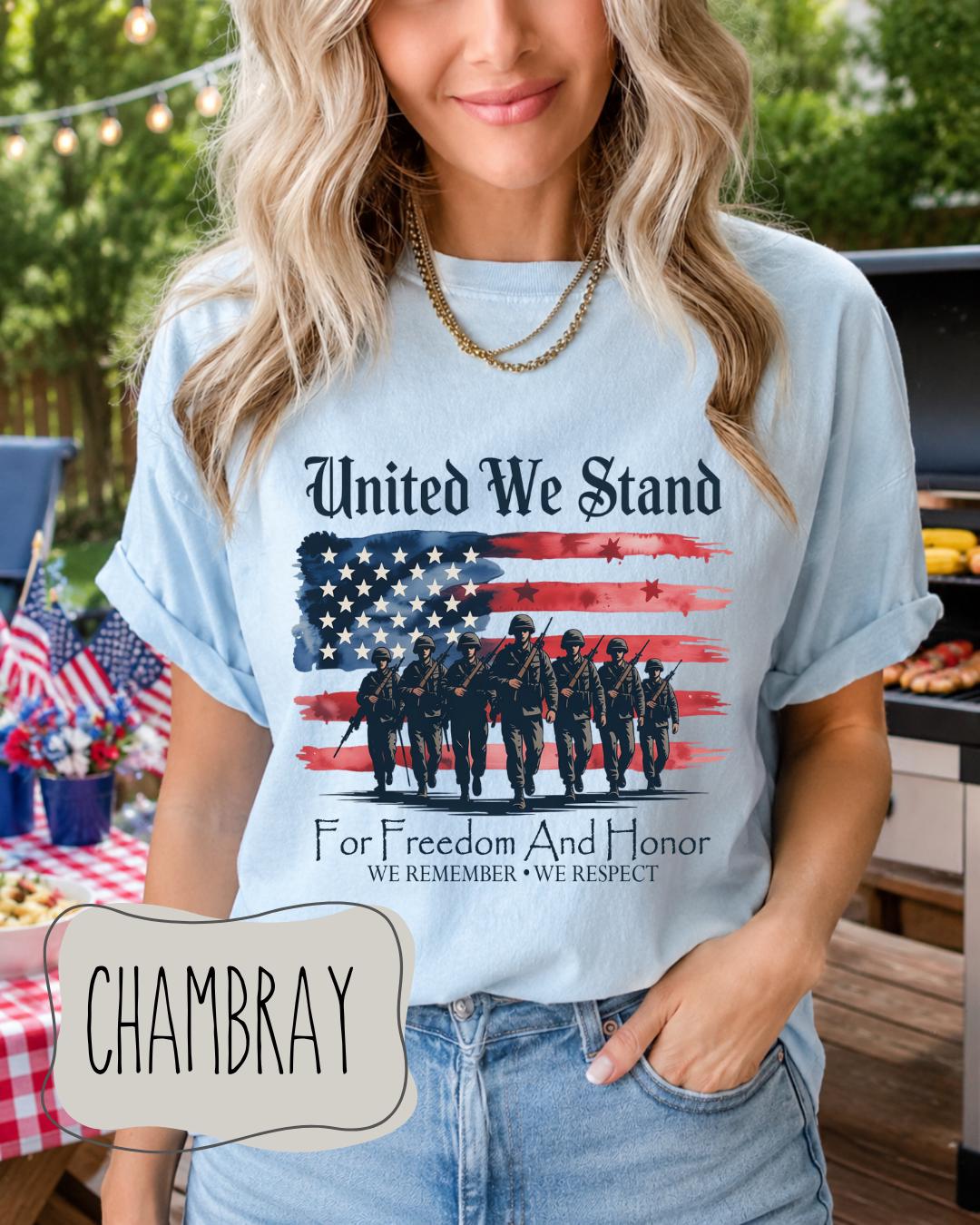 United We Stand Patriotic Shirt | Military Appreciation Tee | Veteran Tribute Shirt __etsy:8117298132
