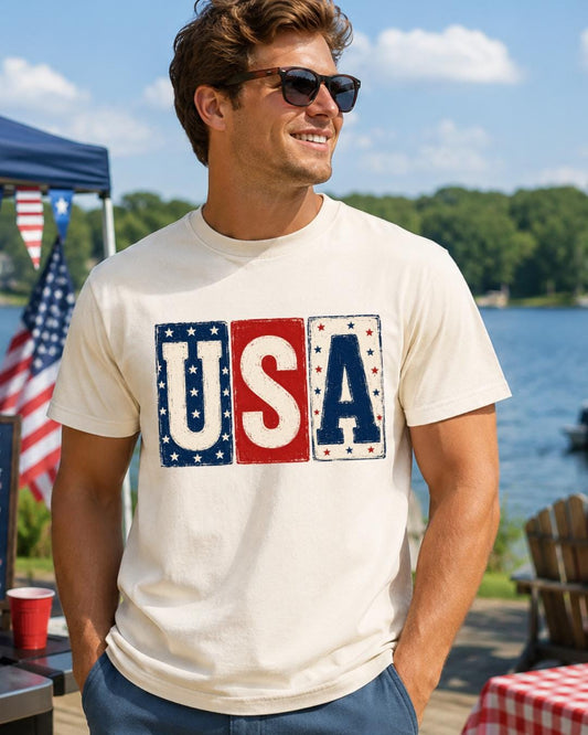 Vintage USA Patriotic Tee | Comfort Colors 1717 | Fourth of July Shirt | Americana Graphic Tee __etsy:8160743263