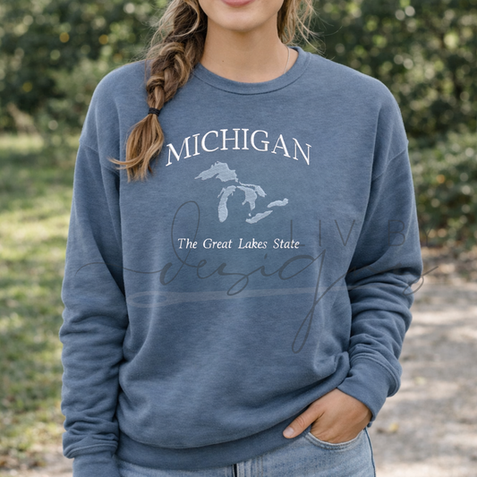 Michigan Embroidered Crewneck | Great Lakes State Sweatshirt | Bella Canvas Crewneck | State of Michigan Pullover