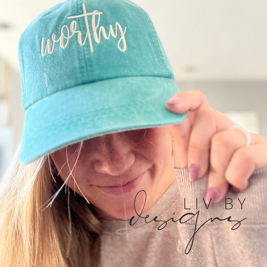 Worthy Embroidered Baseball Cap | Simplistic Christian baseball cap | Christian saying apparel | Cross Minimalist hat apparel
