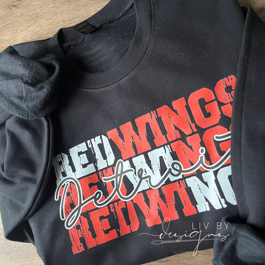 REDWINGS Crewneck Sweatshirt | Detroit Hockey, Redwing Style | Game Day Pullover | Detroit Hockey Fan Gift