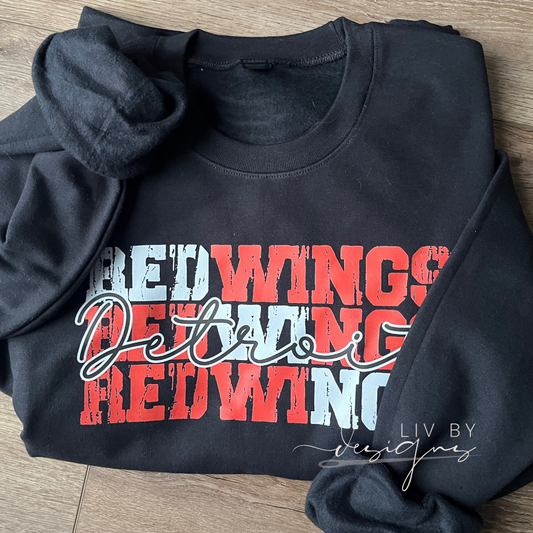 REDWINGS Crewneck Sweatshirt | Detroit Hockey, Redwing Style | Game Day Pullover | Detroit Hockey Fan Gift