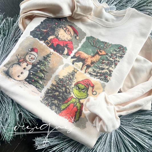 Vintage Christmas Crewneck Sweatshirt | Gildan Sublimated Holiday Pullover | Retro Santa Sweater | Cozy Christmas Gift Sweatshirt