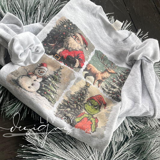 Vintage Christmas Crewneck Sweatshirt | Gildan Sublimated Holiday Pullover | Retro Santa Sweater | Cozy Christmas Gift Sweatshirt