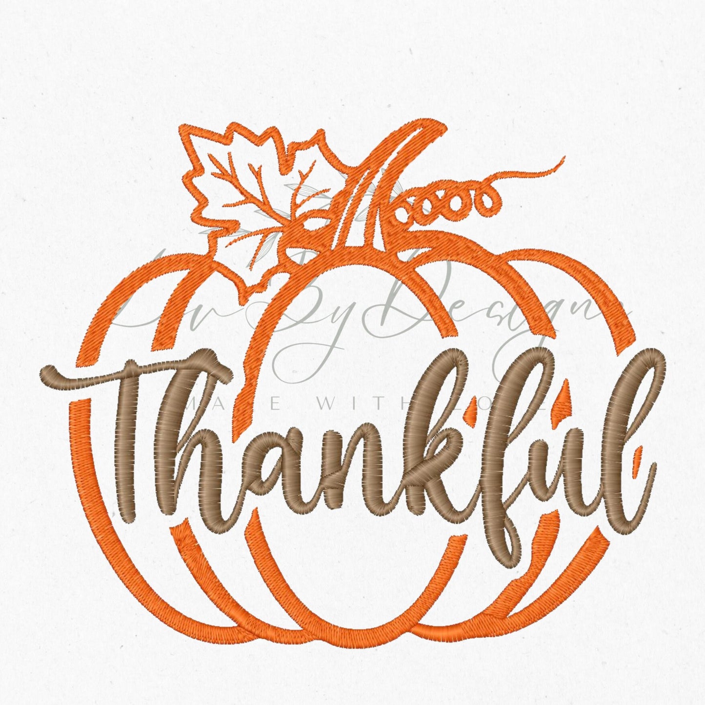 Thankful Pumpkin Embroidery Design, Cursive Lettering (Digital Download) (etsy image id: 5302056586)