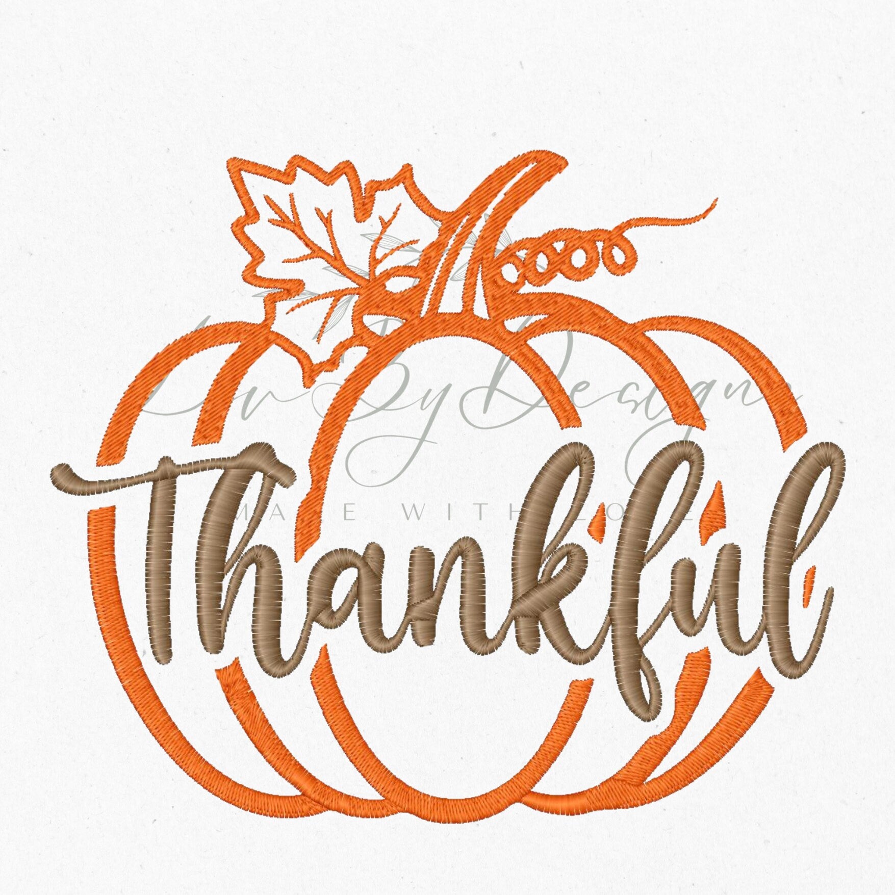 Thankful Pumpkin Embroidery Design, Cursive Lettering (Digital Download) (etsy image id: 5302056586)