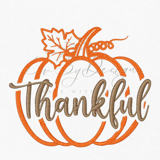 Thankful Pumpkin Embroidery Design, Cursive Lettering (Digital Download) (etsy image id: 5302056586)