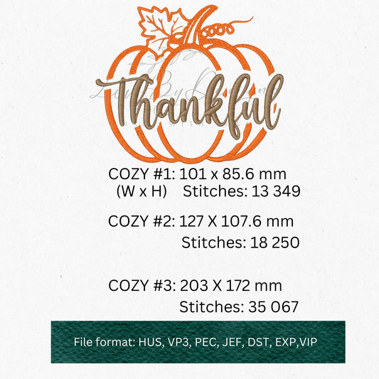 Thankful Pumpkin Embroidery Design, Cursive Lettering (Digital Download) (etsy image id: 5350232179)