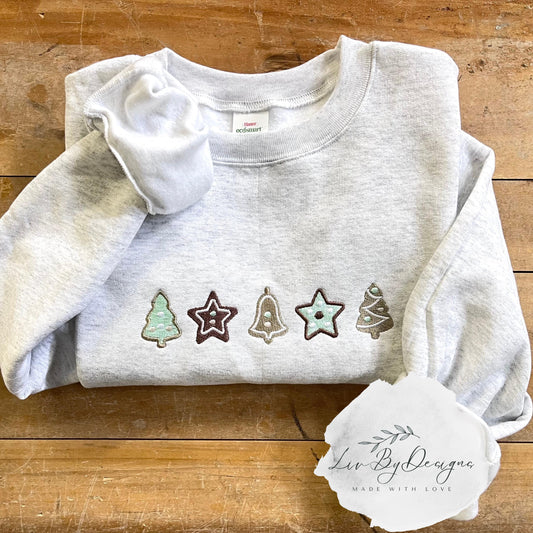 Embroidered Christmas Cookie Sweatshirt | Gildan Heavy Blend Crewneck | Holiday Winter Pullover | Cozy Christmas Embroidery Sweater