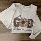Sublimated sunflower With God, all things are possible | With God Pullover | Jerzees Crew for Easter | Casual Christian wear | Matthew 19:26 Sweater | Gift for Christian lovers | Inspirational Christian Pullover