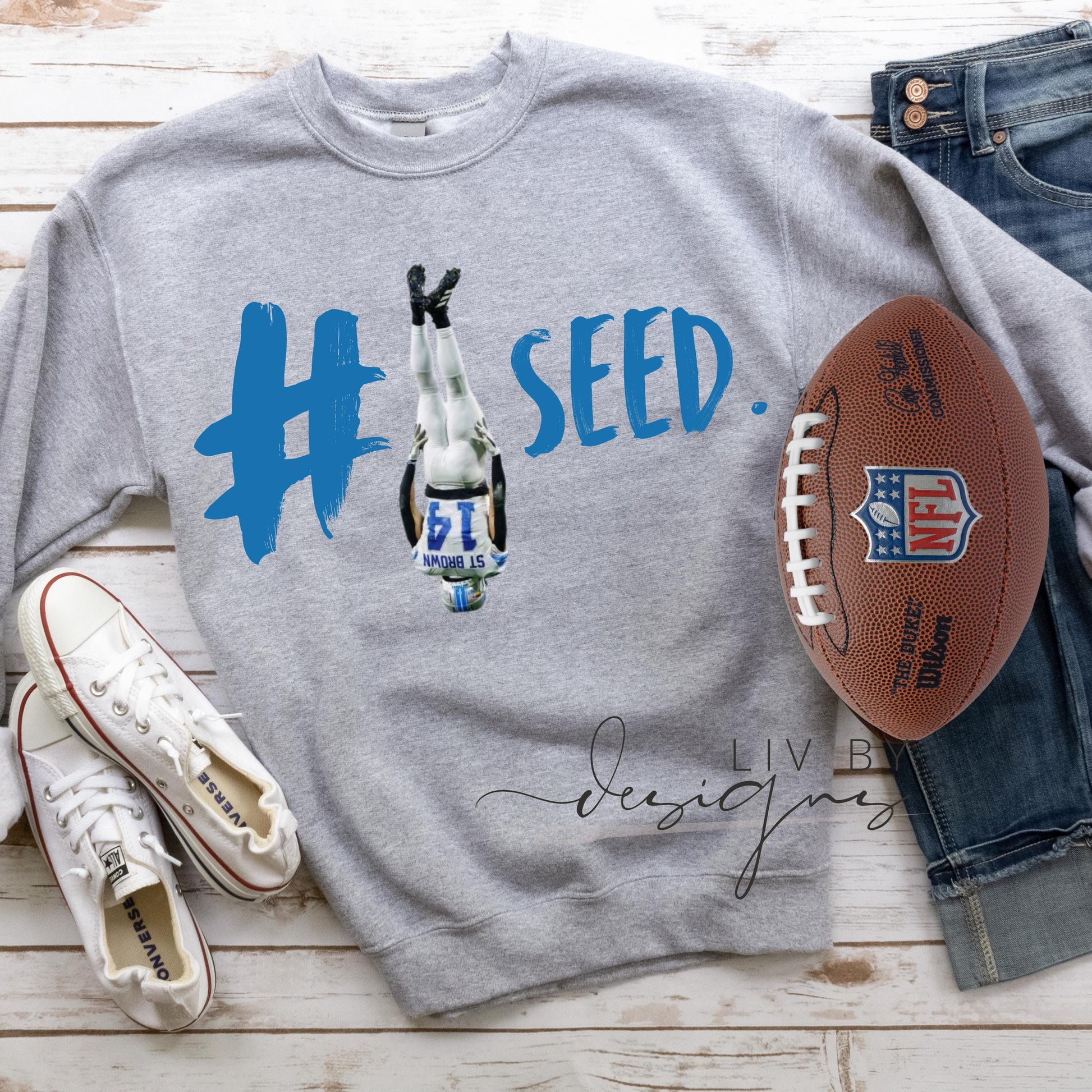Detroit Football Sweatshirt | #1 Seed Ash Grey Crewneck (etsy image id: 6595740333)