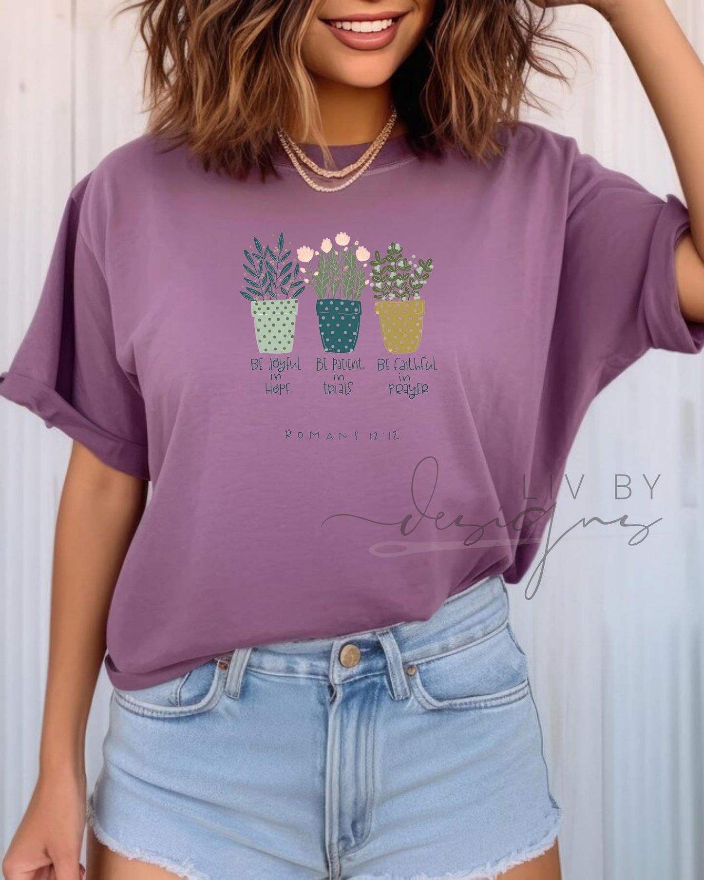 Comfort Colors Christian T-Shirt | Romans 12:12 Plant Lover Tee (etsy image id: 6765906520)