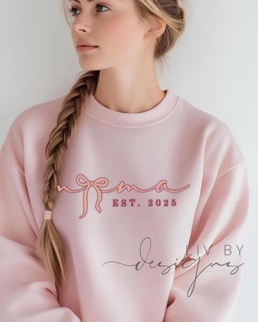 Embroidered Mama Sweatshirt | Custom Est. Year, Baby Announcement (etsy image id: 6813446040)
