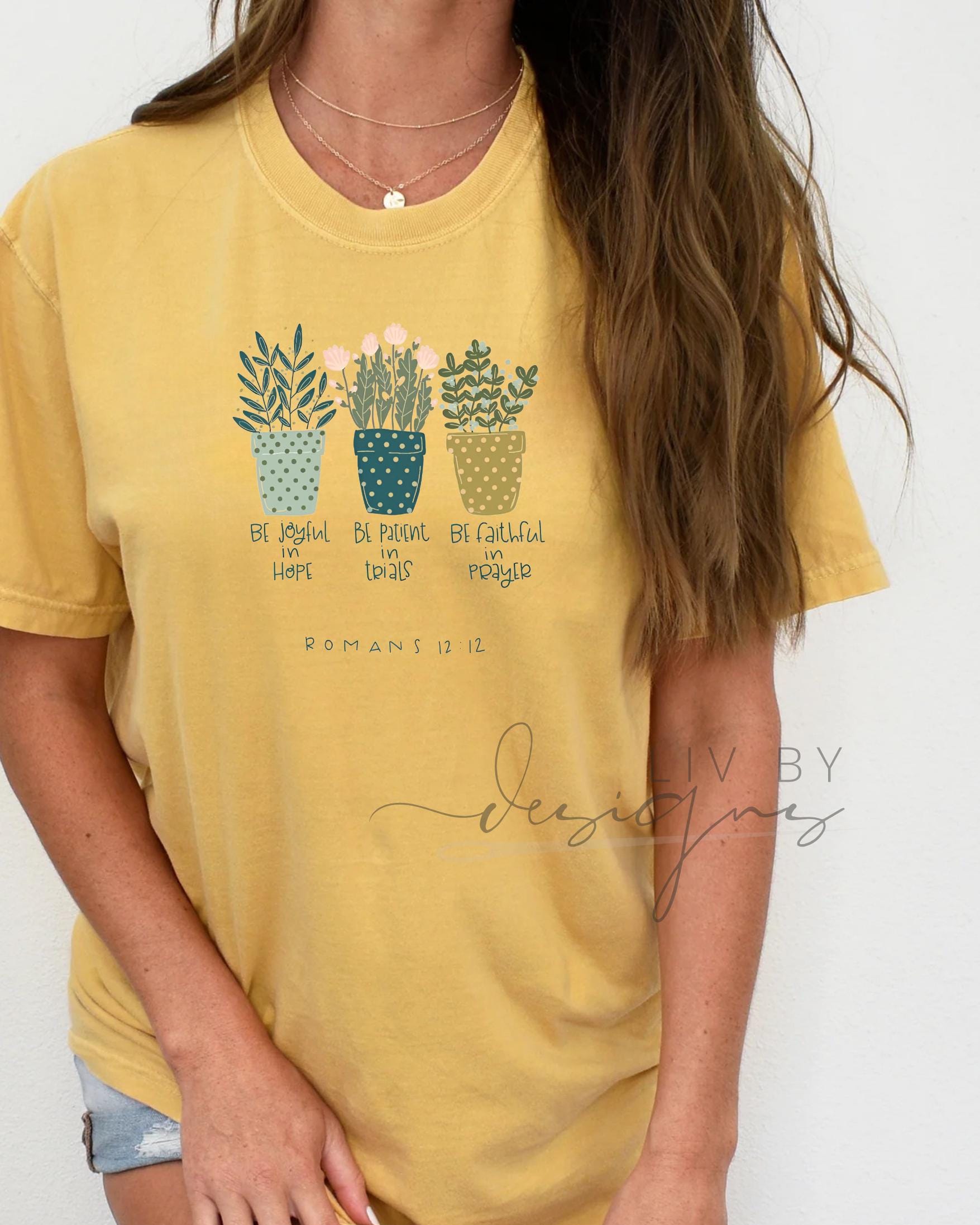 Comfort Colors Christian T-Shirt | Romans 12:12 Plant Lover Tee (etsy image id: 6813915691)