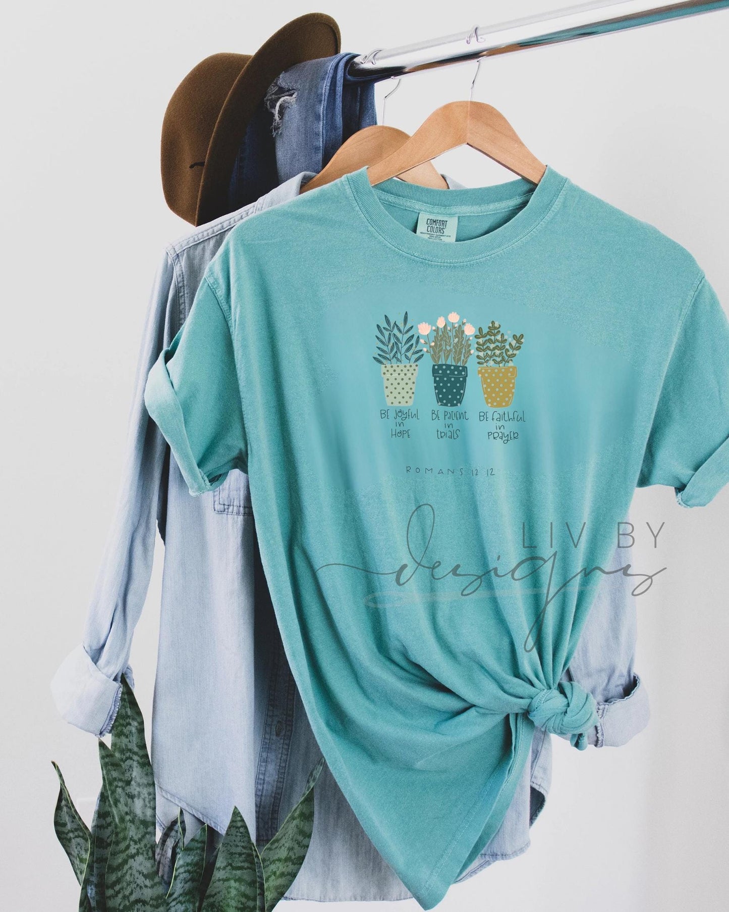 Comfort Colors Christian T-Shirt | Romans 12:12 Plant Lover Tee (etsy image id: 6813915771)