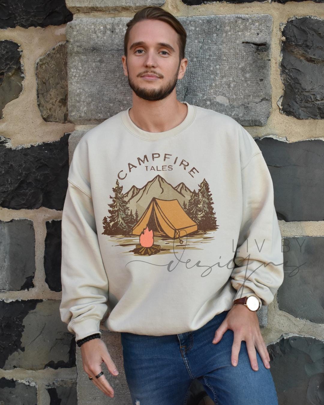 Campfire Tales Sweatshirt | Rustic Camping Crewneck (etsy image id: 6838969198)