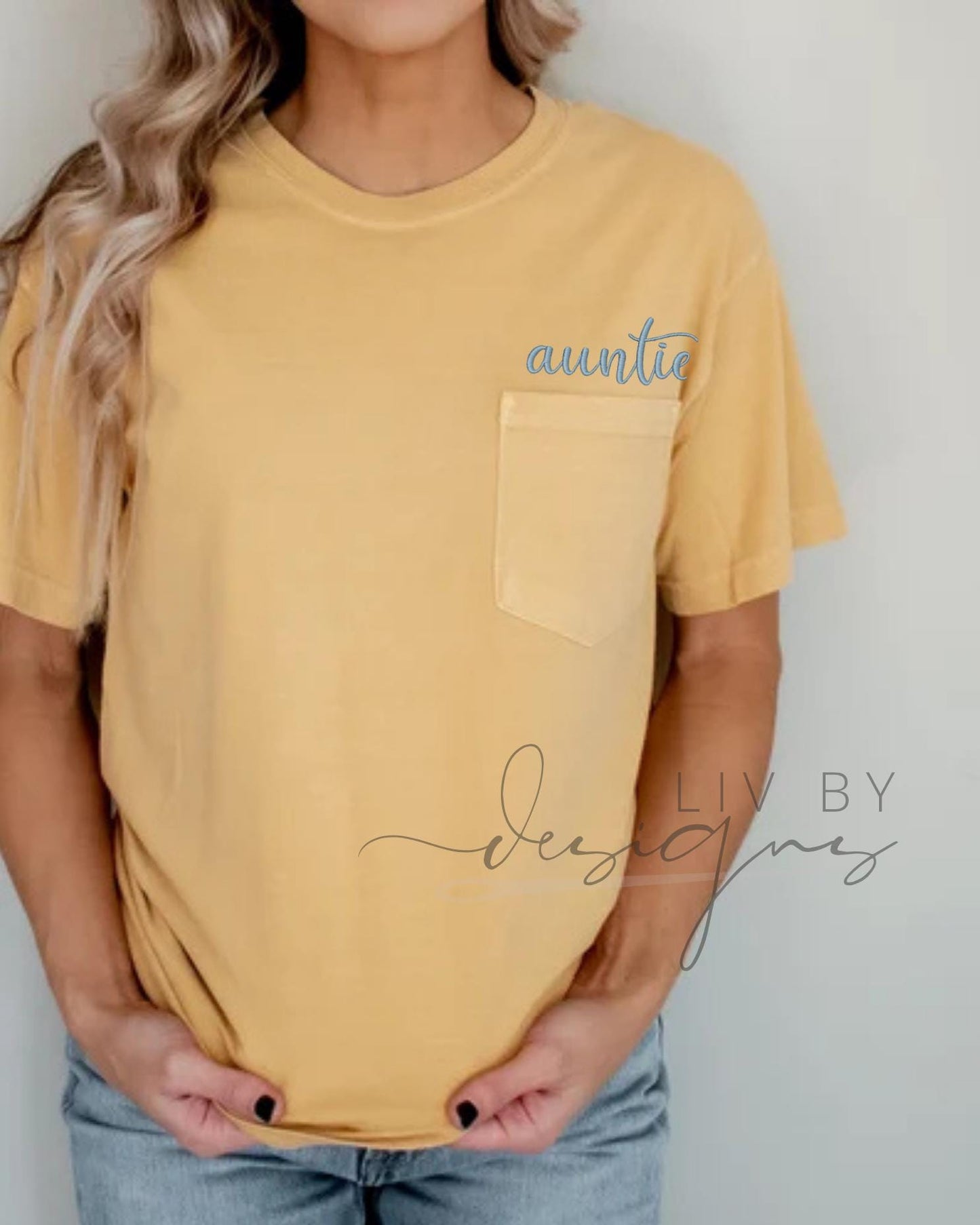 Mama Est. 2025 Embroidered Comfort Colors Pocket Tee | New Mom Gift (etsy image id: 6861334111)