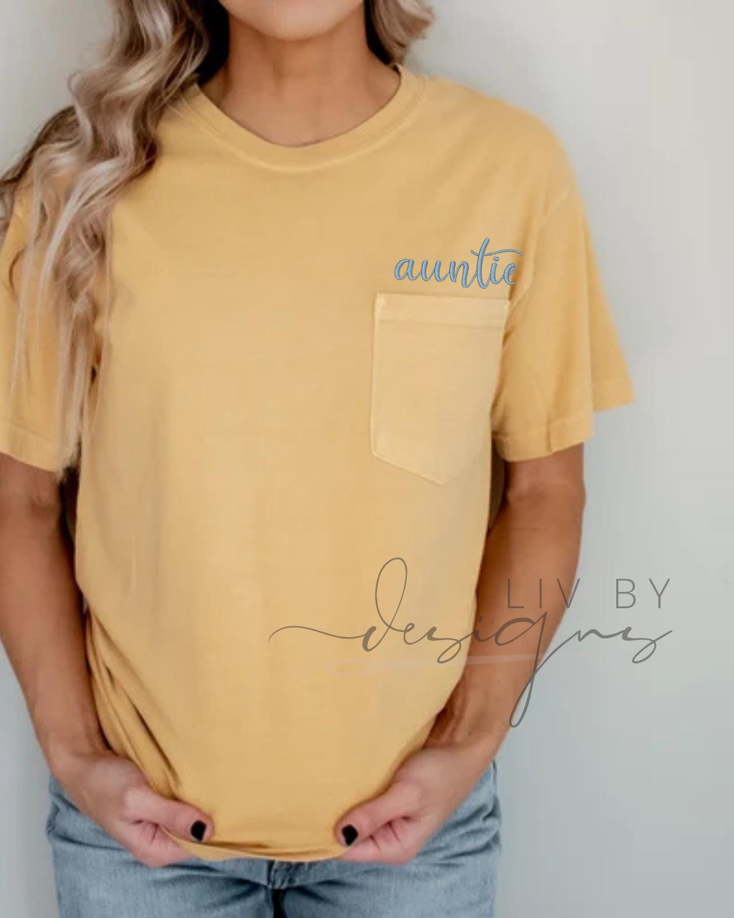 Mama Est. 2025 Embroidered Comfort Colors Pocket Tee | New Mom Gift (etsy image id: 6861334111)