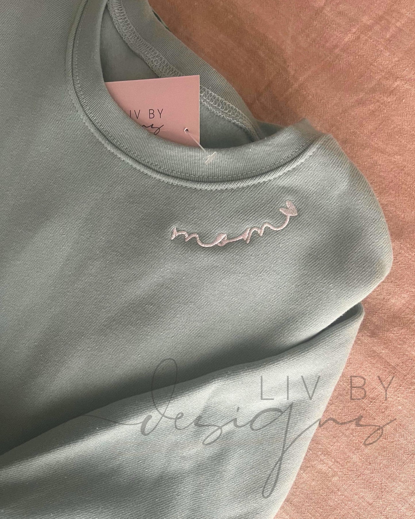 Custom Embroidered Sweatshirt, Personalized Name Sleeve, Gift for Mom (etsy image id: 6875380380)