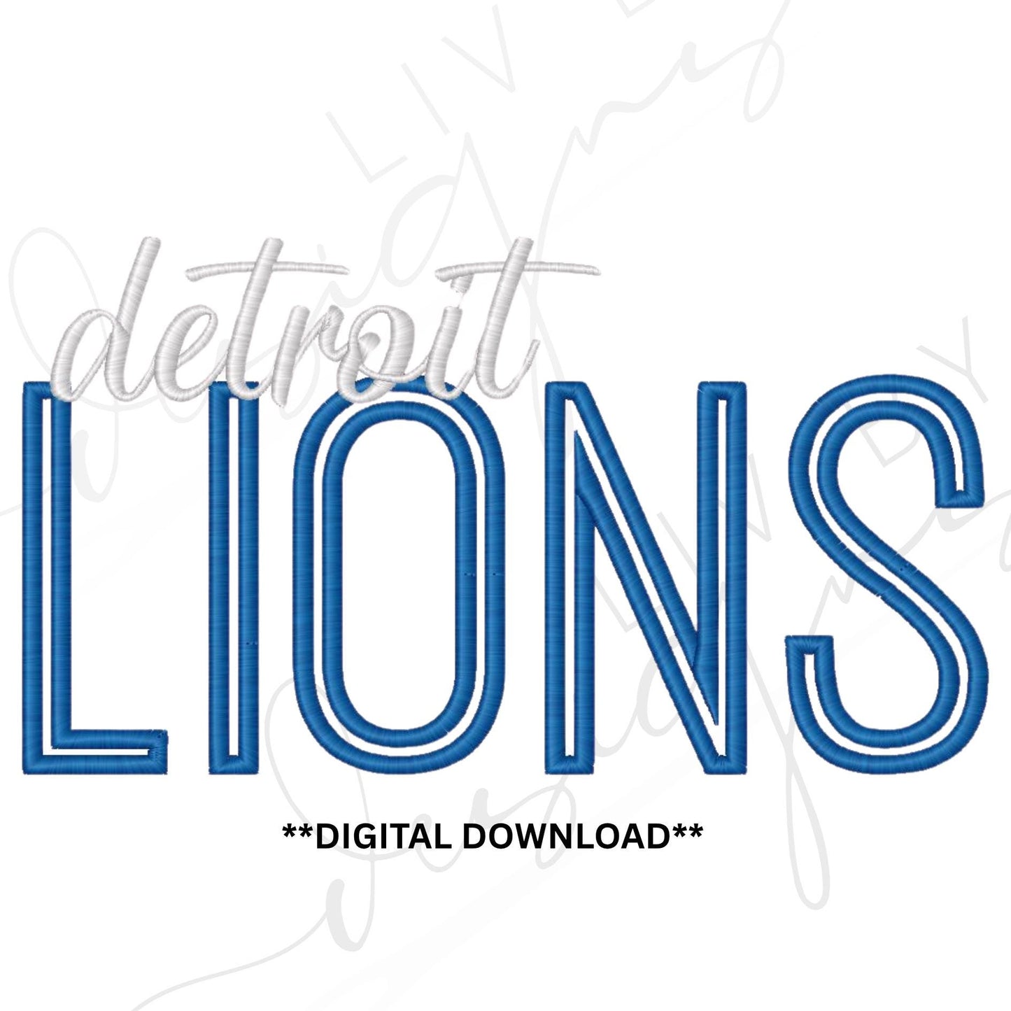 Detroit Lions Embroidery file - includes: Xxx, Hus, Vp3, Vip, Pes, Pec, Jef, Dst, Exp | Lions Embroidery | Sport Embroidery Files (etsy image id: 6932993704)