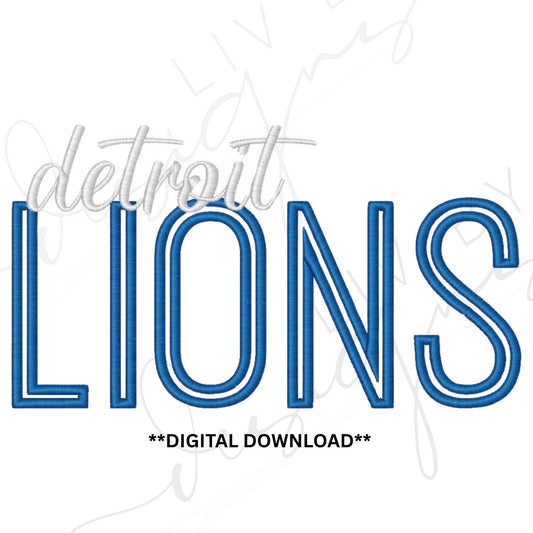 Detroit Lions Embroidery file - includes: Xxx, Hus, Vp3, Vip, Pes, Pec, Jef, Dst, Exp | Lions Embroidery | Sport Embroidery Files (etsy image id: 6932993704)