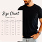 “Comfort Colors size chart with model wearing black t-shirt” (etsy image id: 6936737539)