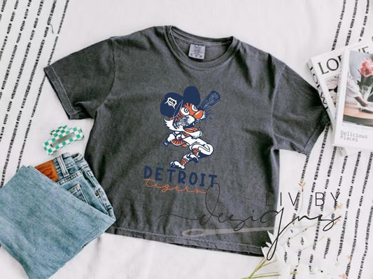 Tigers Baseball Comfort Color Crop Top | Cartoon Tiger | Motor City Kittie crop top | Michigan Tigers Baseball World Series Shirt