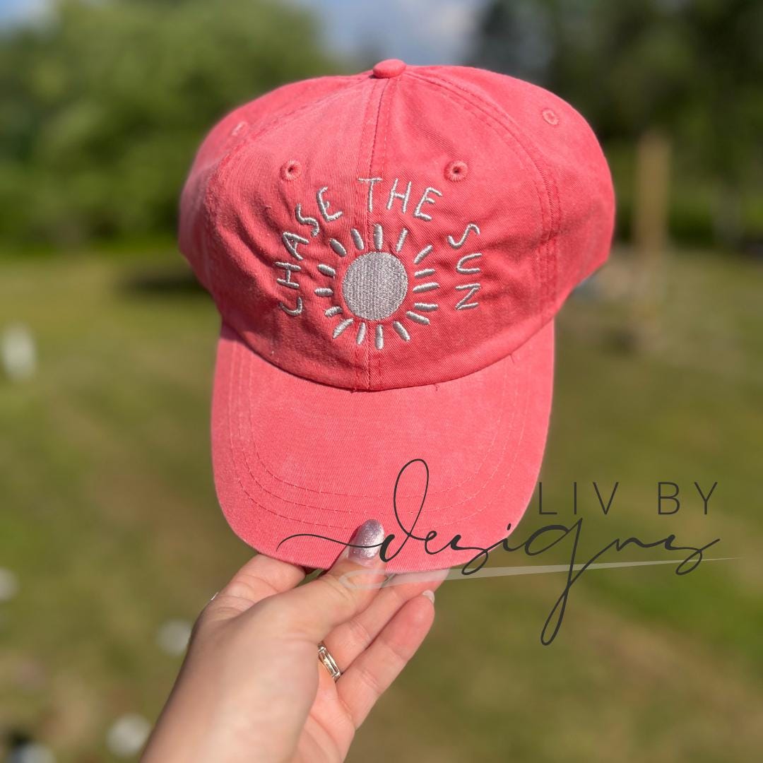 Chase the Sun Embroidered Hat | Adams Pigment-Dyed Cotton Cap (etsy image id: 6951068134)