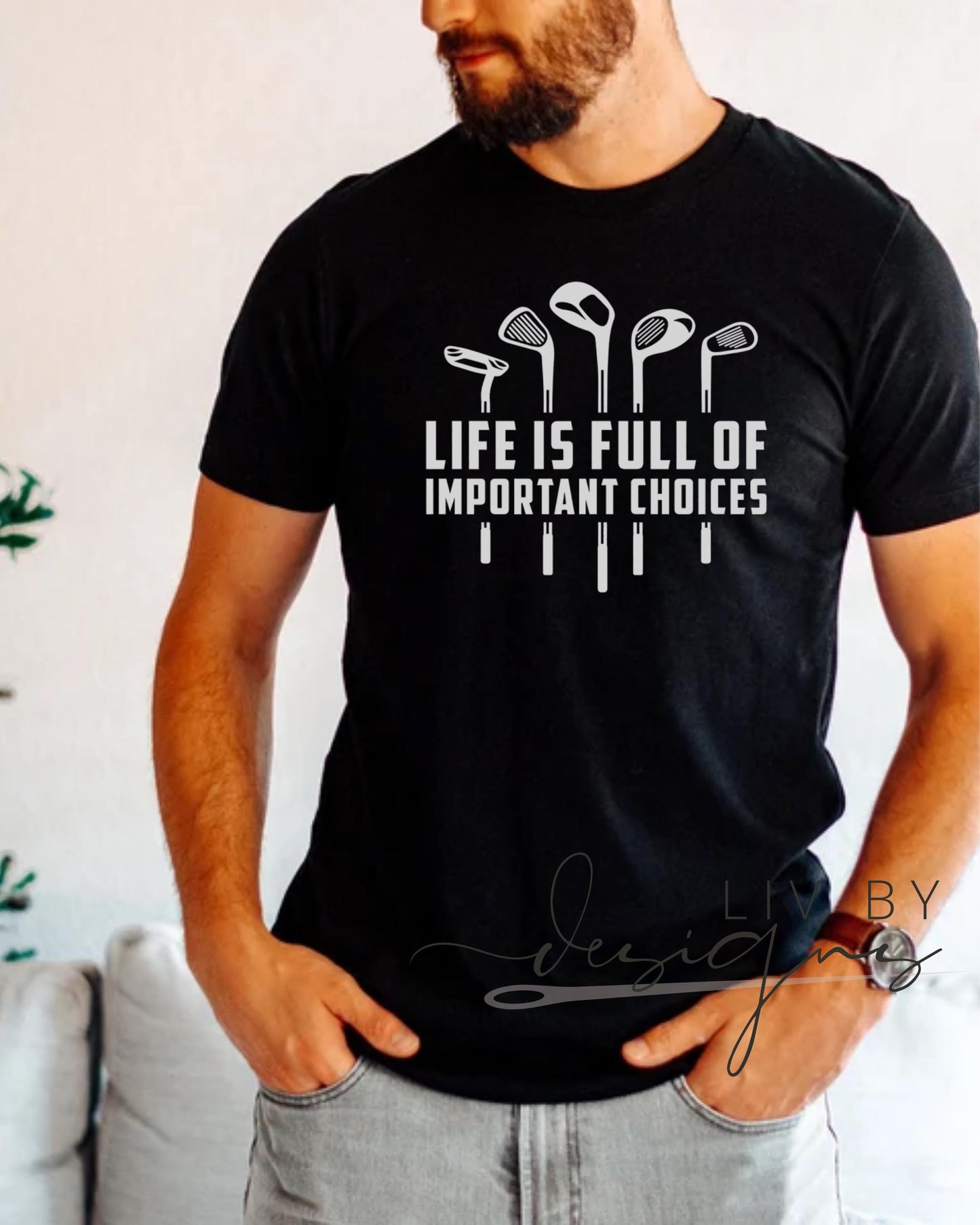 “Black Comfort Colors golf tee with DTF golf club lineup design” (etsy image id: 6963645433)