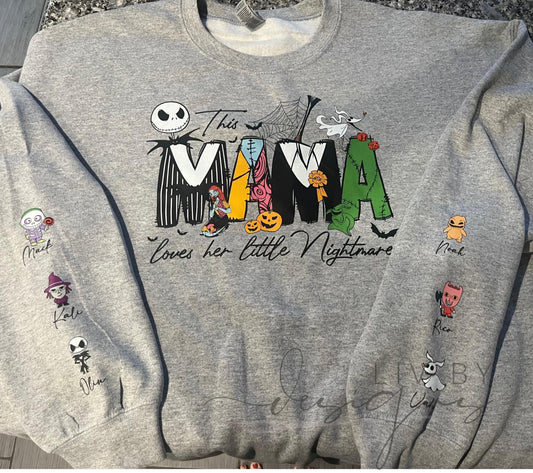 This Mama Loves Her Monsters Crewneck, Nightmare Before Christmas Shirt (etsy image id: 6978913958)