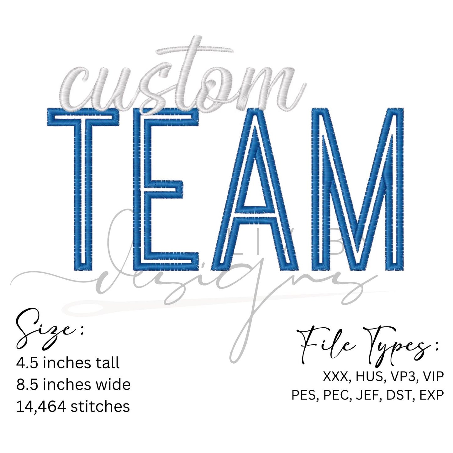 Custom Team Embroidery Design – Sports Embroidery File (Digital Download) (etsy image id: 6981056785)