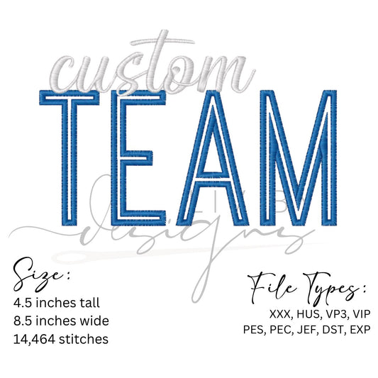 Custom Team Embroidery Design – Sports Embroidery File (Digital Download) (etsy image id: 6981056785)