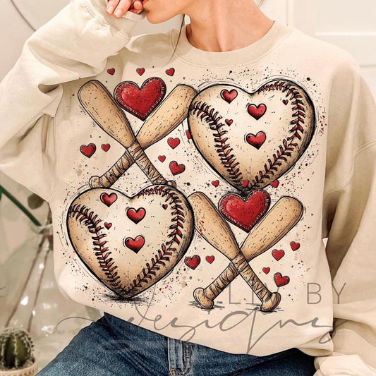 Baseball Casual Crew | I love to watch baseball | Baseball and bats crewneck | Sport Season | Gift for the sidelines or stands |