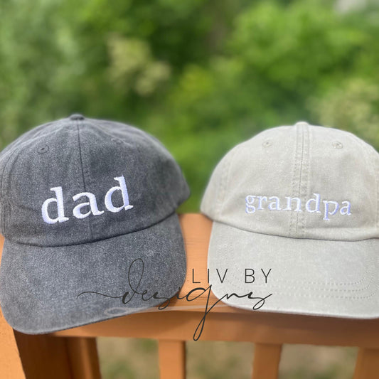 Custom Embroidered Hat, Personalized Date, Vintage Baseball Hat, Gift For New Grandma Grandpa, Pregnancy Announcement, Father’s day gift