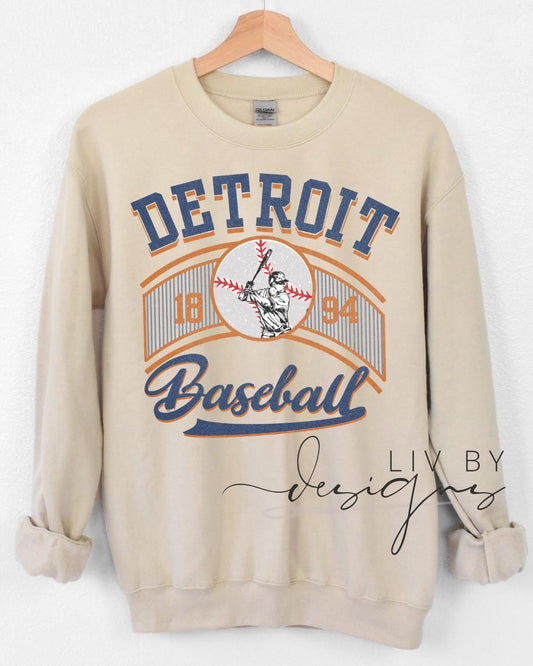 Detroit Baseball Crewneck | Vintage Detroit Sports Sweatshirt | Retro Baseball Fan Gift | Game Day Apparel for Women & Men