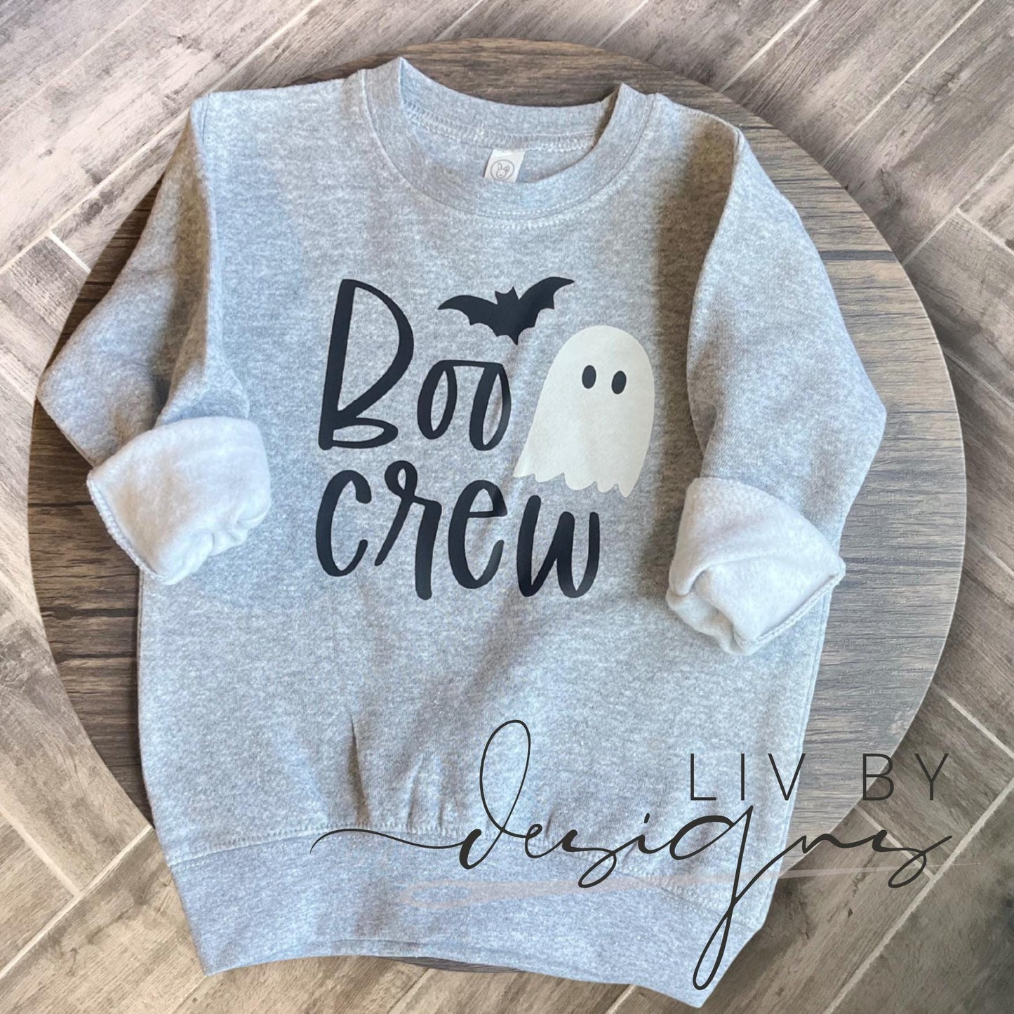 Boo Crew Toddler Halloween Sweatshirt | Ghost & Bat Graphic (etsy image id: 7023712396)