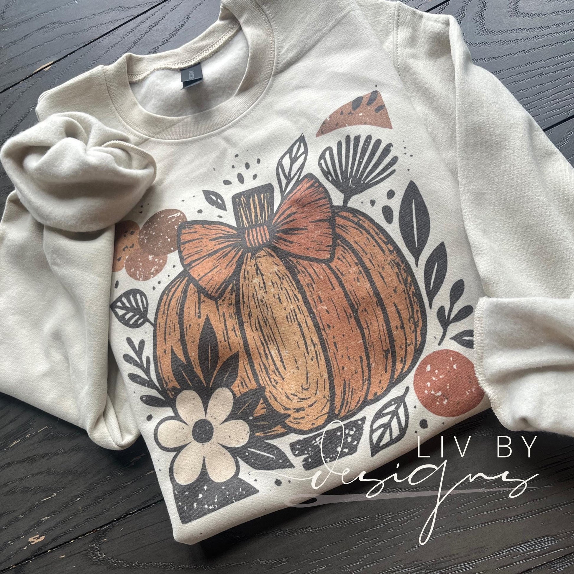 Cozy Thanksgiving pumpkin sweatshirt with floral fall design (etsy image id: 7029520346)