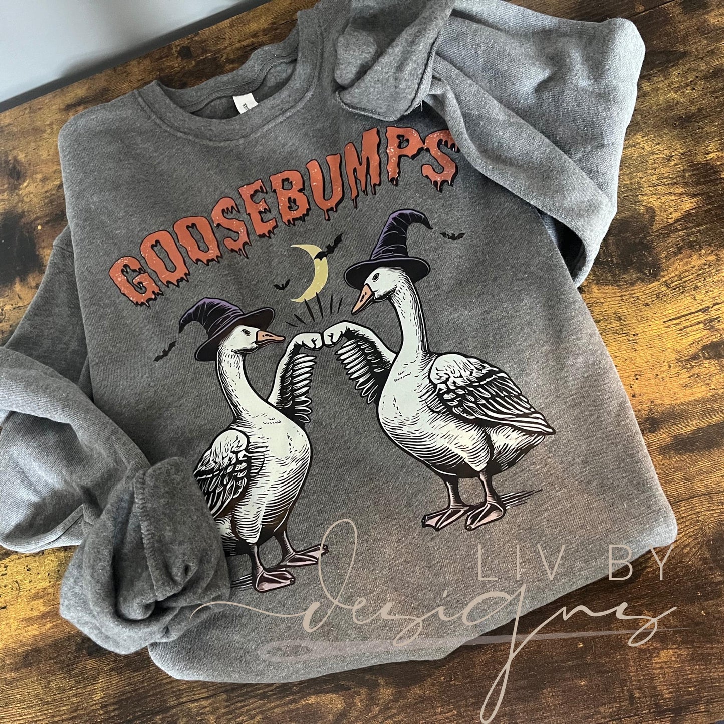 Goosebumps Halloween Crewneck | Witch Geese, Spooky Sweater (etsy image id: 7039903388)