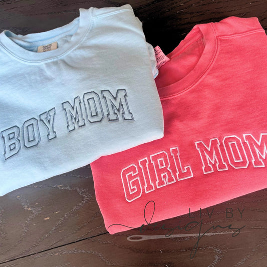 Girl Mom Embroidered Crewneck | Boy Mom Comfort Colors Sweatshirt | Custom Name Sweater | Personalized Sleeve Names | Gift for Mom, Mom Life