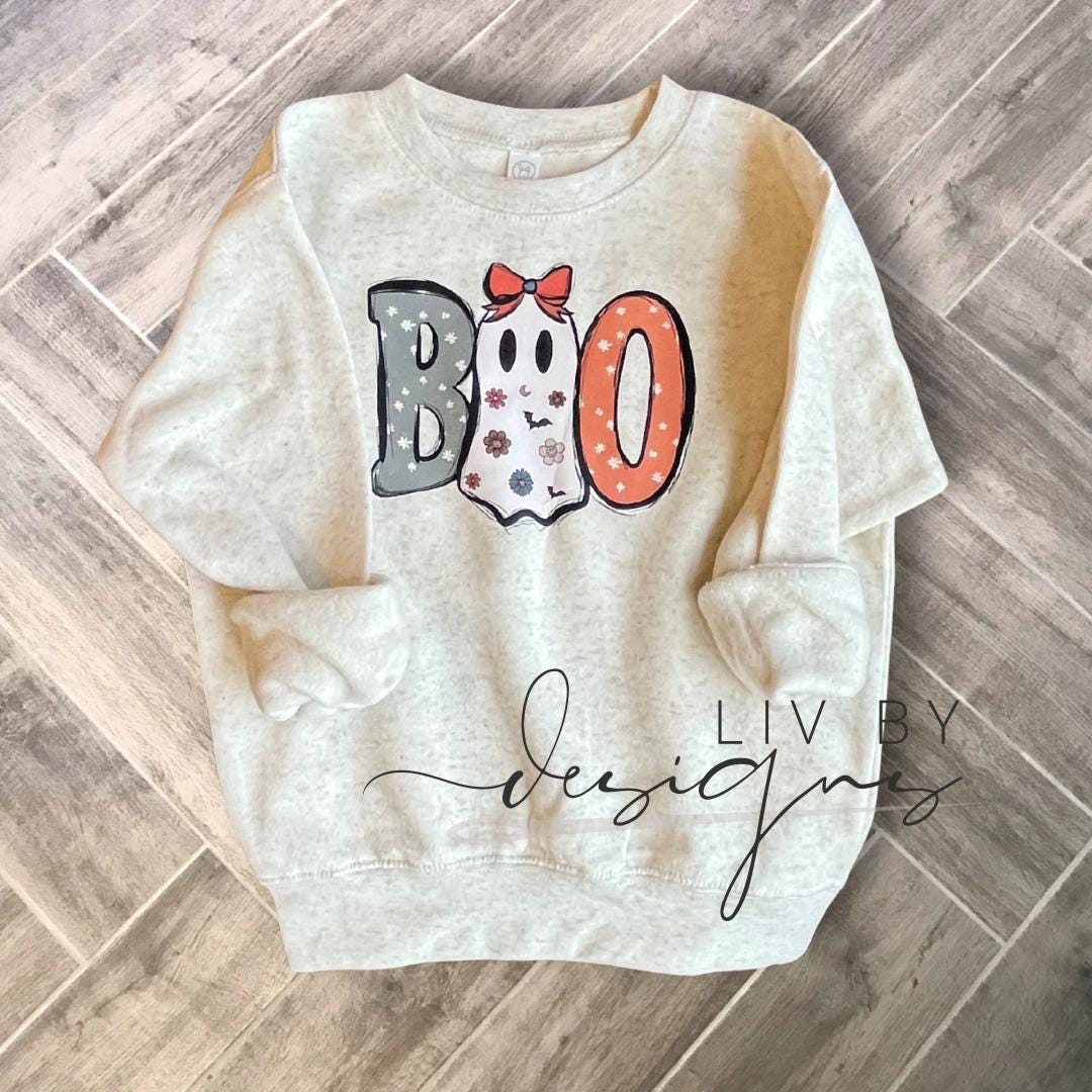 Floral Ghost BOO Halloween Crewneck | Matching Family Fall Sweatshirt (etsy image id: 7071143397)