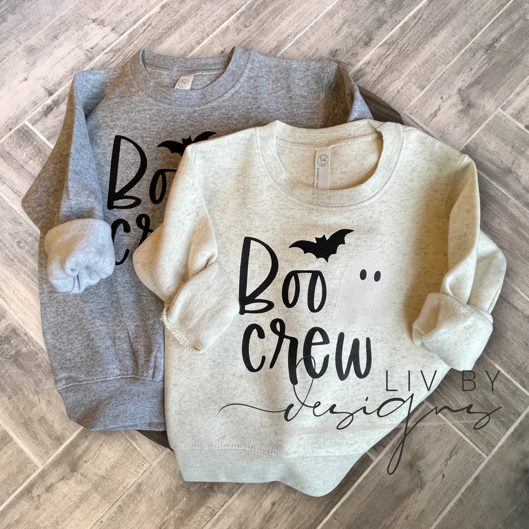 Boo Crew Toddler Halloween Sweatshirt | Ghost & Bat Graphic (etsy image id: 7071690069)