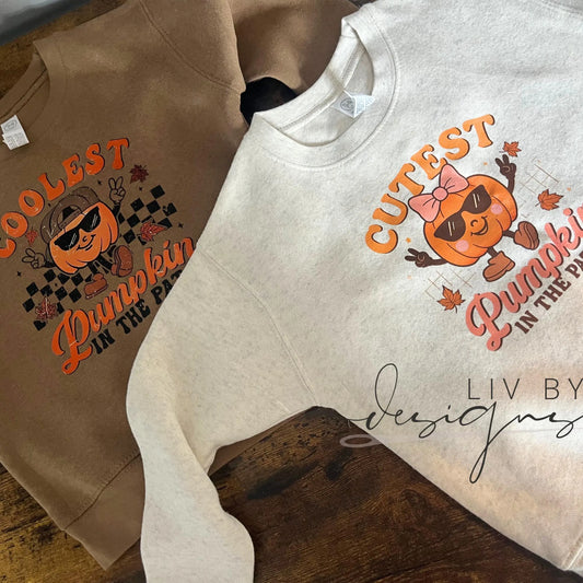 Cutest Pumpkin Toddler Crewneck | Fall Halloween Sweatshirt | Rabbit Skins DTF Shirt | Coolest Pumpkin Patch Outfit | Kids Fall Sweater