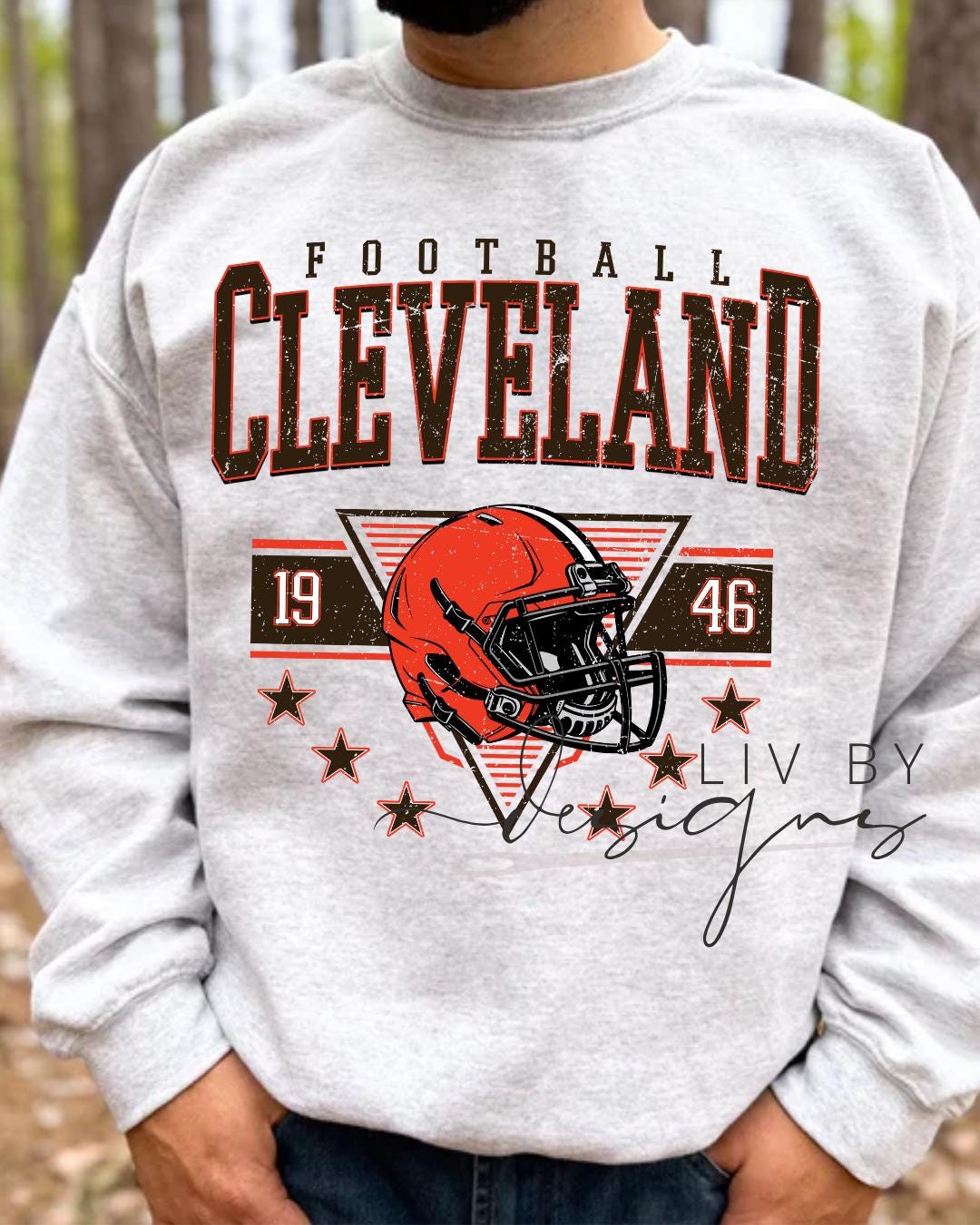 Cleveland Football Helmet Crewneck | Gildan Retro Sweatshirt (etsy image id: 7109578428)