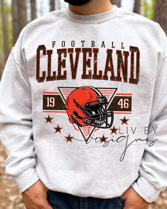 Cleveland Football Helmet Crewneck | Gildan Retro Sweatshirt (etsy image id: 7109578428)