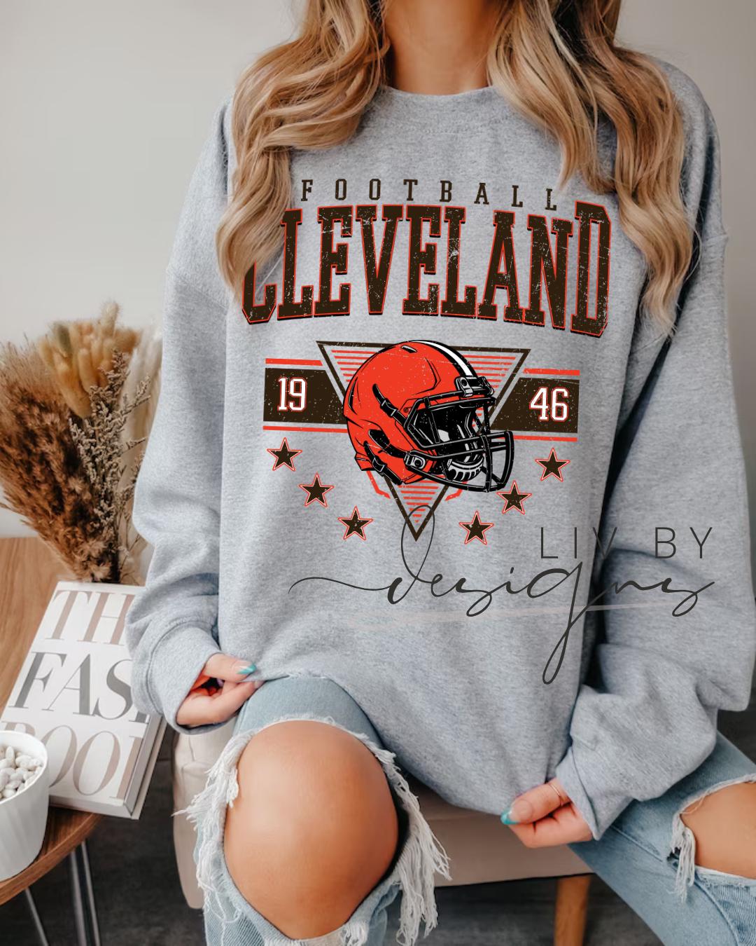 Cleveland Football Helmet Crewneck | Gildan Retro Sweatshirt (etsy image id: 7109578434)