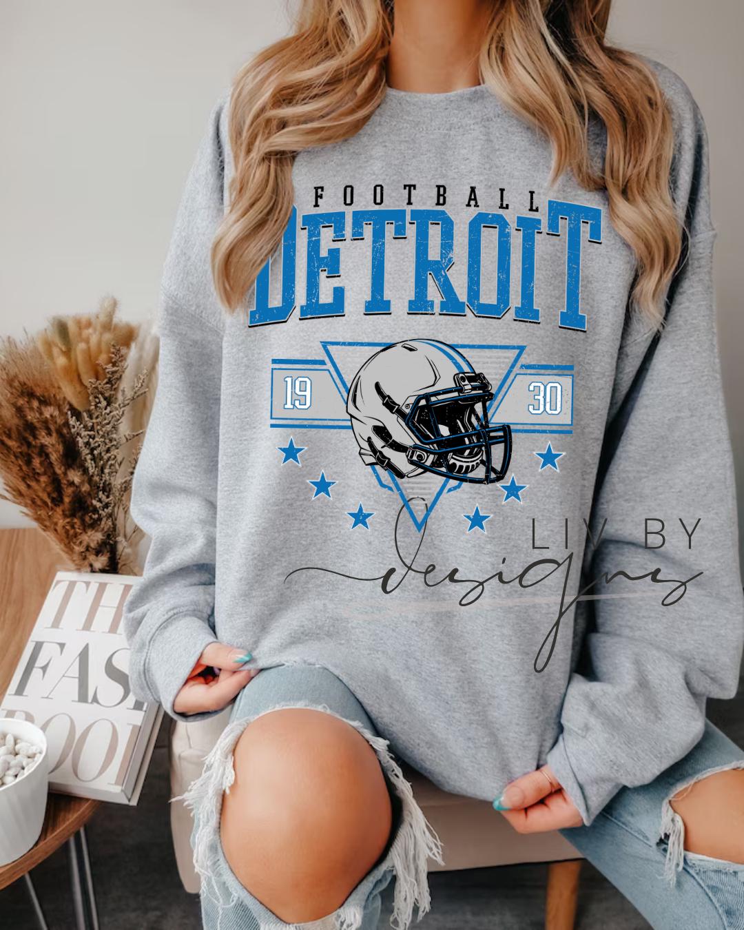 Detroit Football Crewneck | Vintage Helmet Graphic, Fan Apparel (etsy image id: 7109633130)