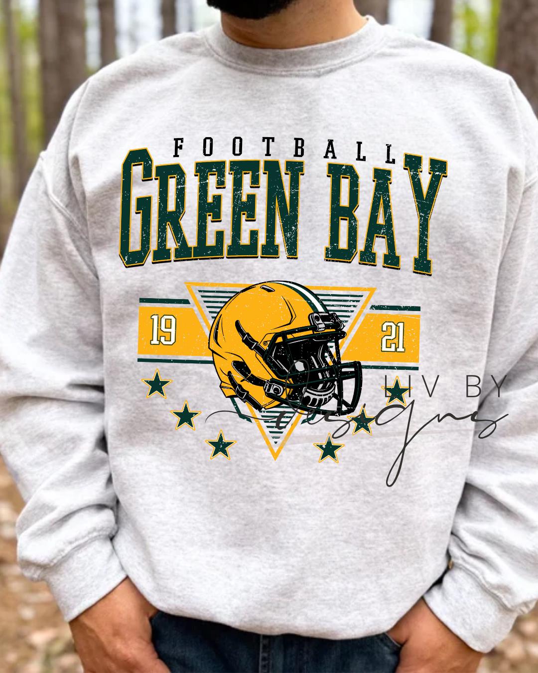 Green Bay Football Helmet Sweatshirt | Gildan Unisex Retro Fan Apparel (etsy image id: 7109643786)