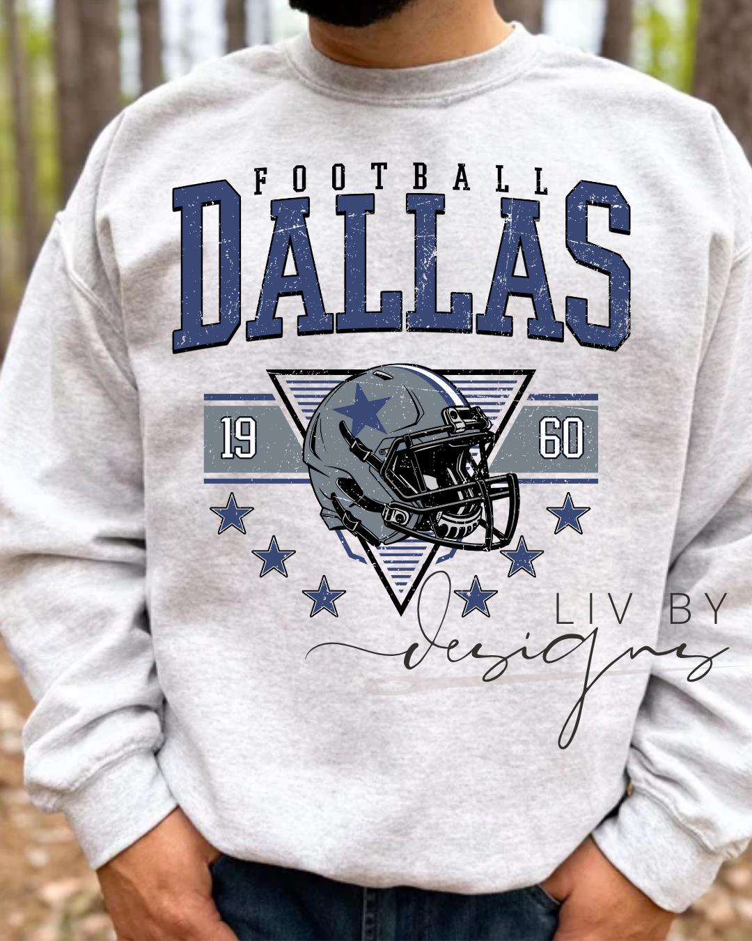 Dallas Football Retro Helmet Sweatshirt | Vintage Fan Apparel (etsy image id: 7109651336)